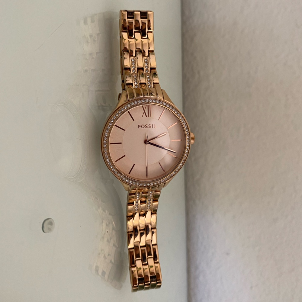 FOSSIL rose gold crystal woman’s watch